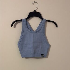 Refuge Women's Sky Blue Ribbed Crop Top